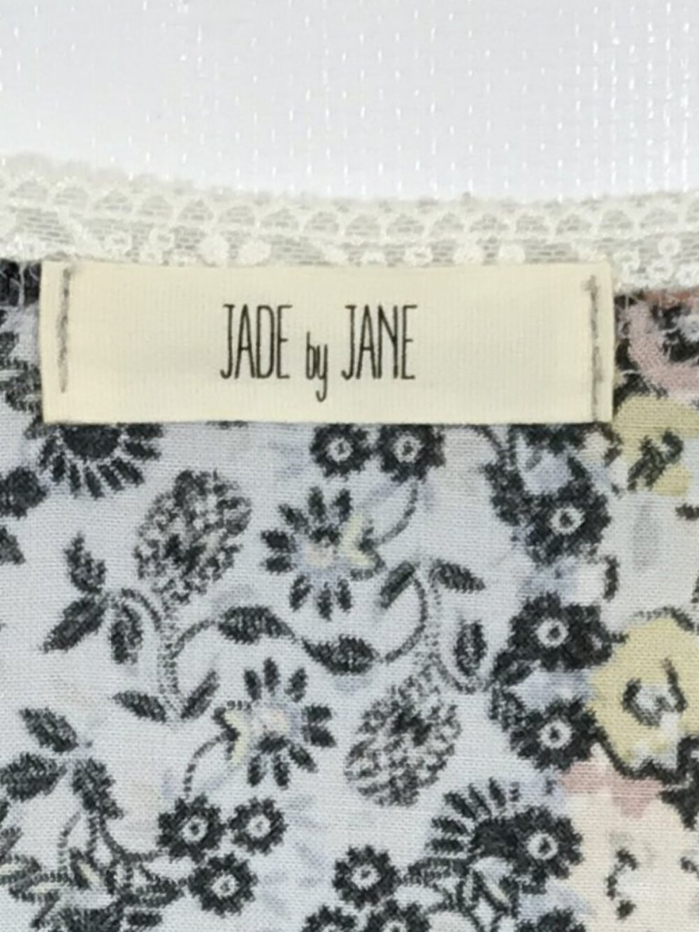 Ruffle Bell Sleeve Floral Duster Kimono Navy Blue Multicolor Sz L Jade by Jane - Picture 12 of 12